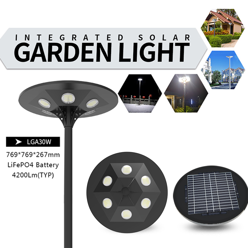 Lumières de poteau de pilier de rue de jardin à LED solaire Ufo