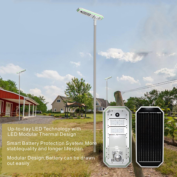 lampadaire solaire à led intégré outdoorLRC-H 30W Lampadaires solaires tout-en-un solaire