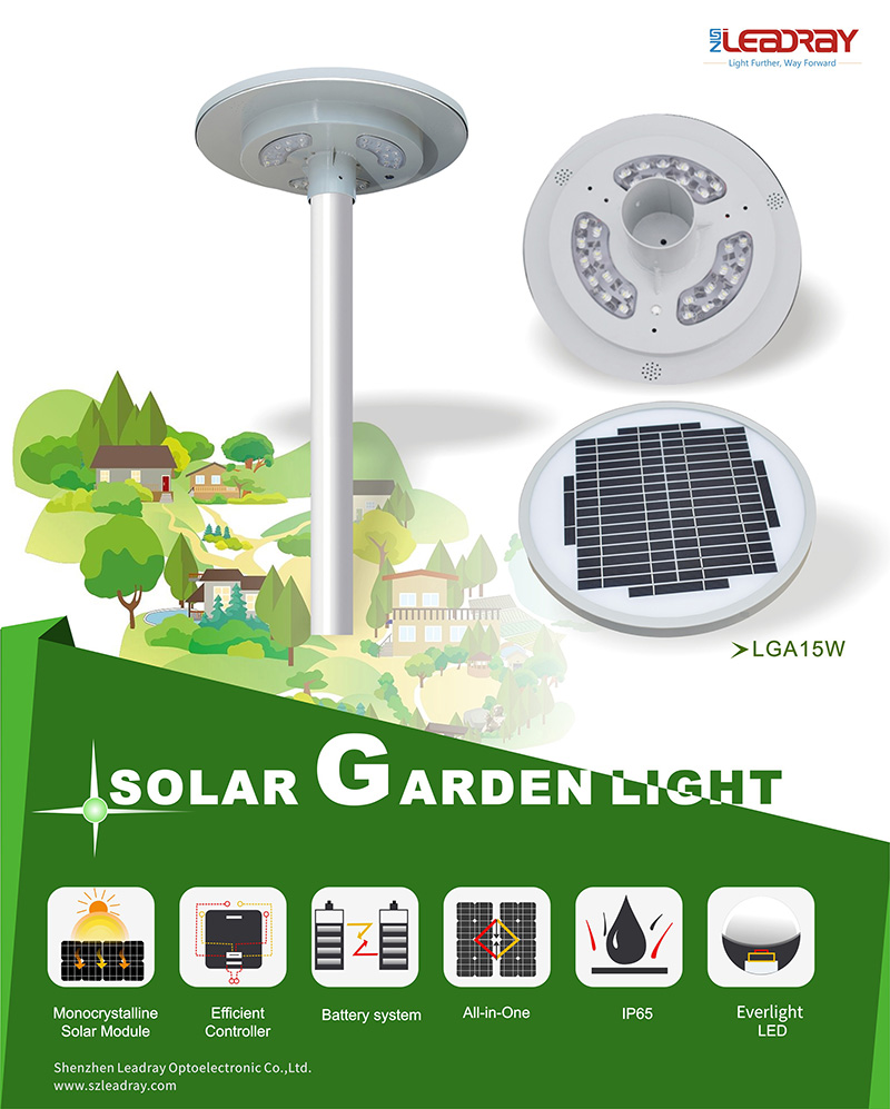 Lampe de jardin LED solaire intégrée pour jardin