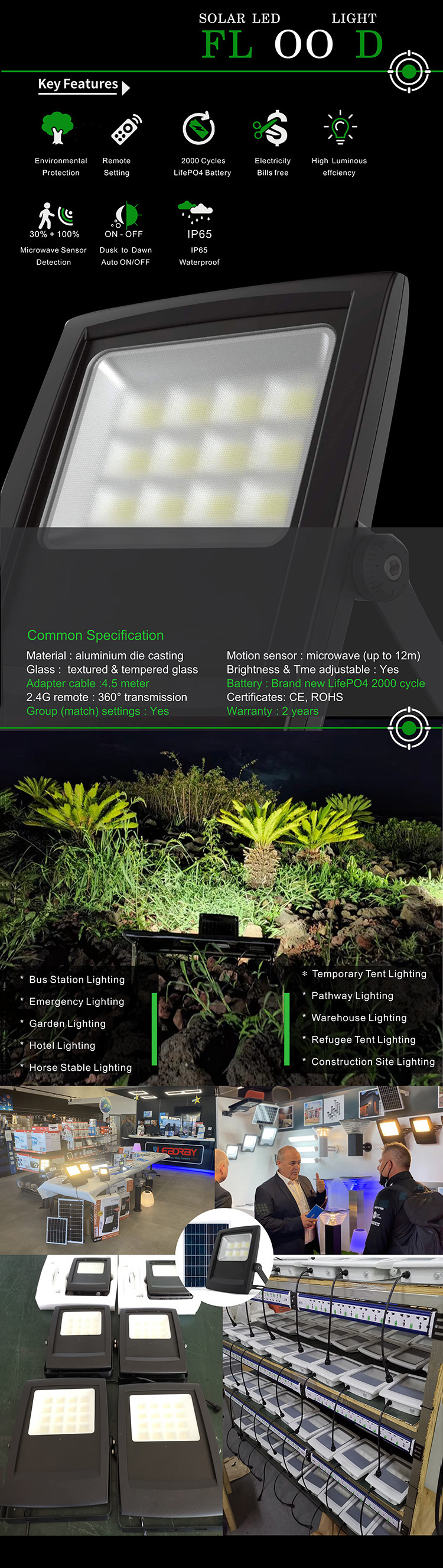 Projecteur LED solaire bon marché pour l'éclairage de jardin