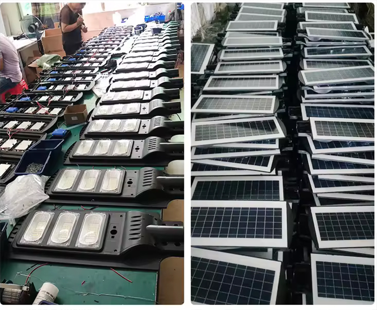 Lumières intelligentes tout-en-un lampadaire solaire avec batteries intégrées