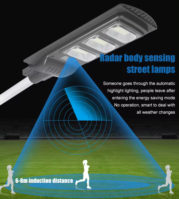 Lumières intelligentes tout-en-un lampadaire solaire avec batteries intégrées