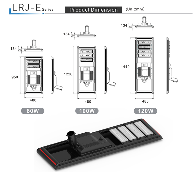 Réverbère solaire intelligent à LED de grande ingénierie intégré