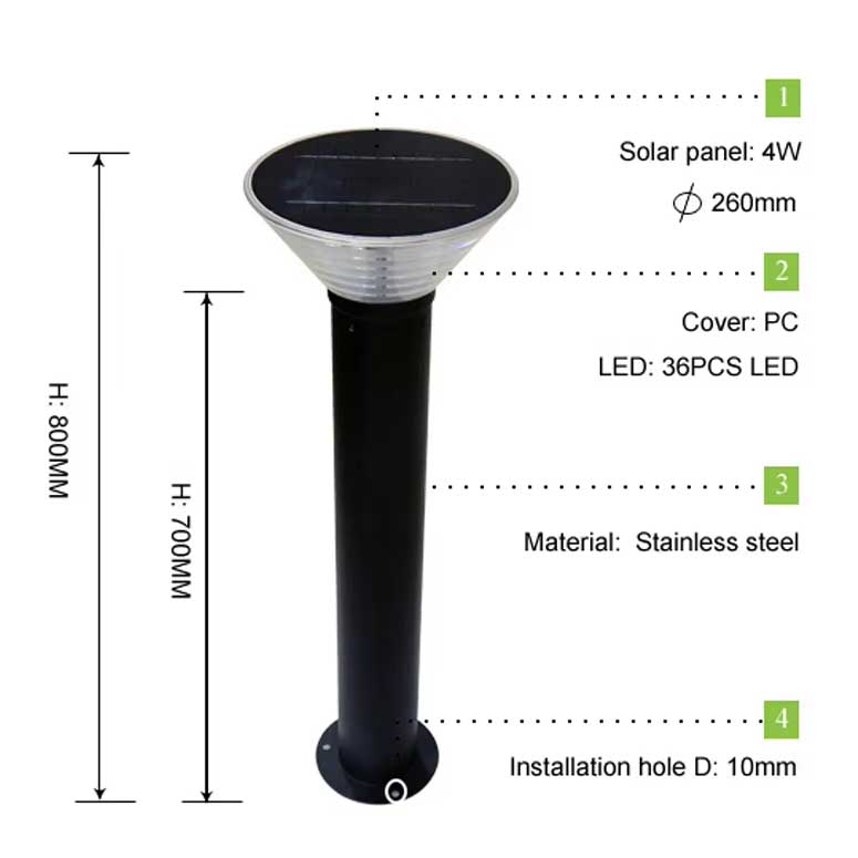 All-In-One DC Powered Solar Bollard Landscape All-In-One DC Powered Solar Bollard Landscape