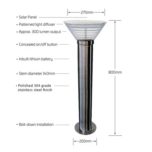 All-In-One DC Powered Solar Bollard Landscape All-In-One DC Powered Solar Bollard Landscape