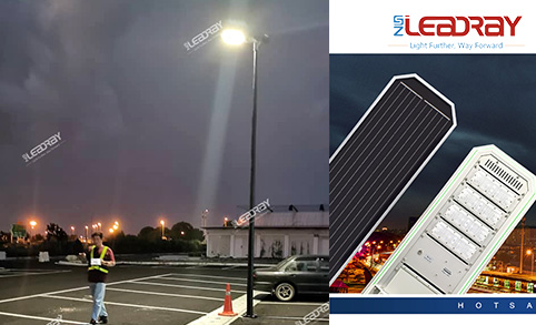 Panneau solaire monocristallin commercial extérieur Leadray 80 W intégré tout-en-un lampadaires de sécurité solaire 80 W pour jardin