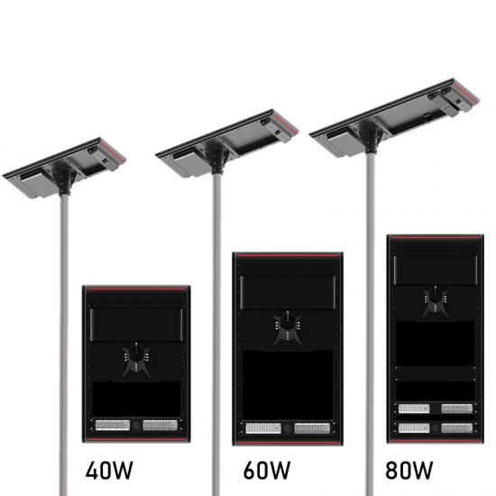Lampe solaire de stationnement 40 W, alimentée par l'énergie solaire, vente directe, capacité de la batterie 36 V, lampes de jardin à énergie solaire