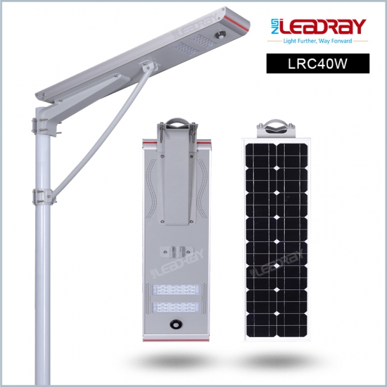 Système de contrôle intelligent SMD aluminium extérieur étanche IP65 40 W blanc chaud intégré tout-en-un lampadaire solaire LED