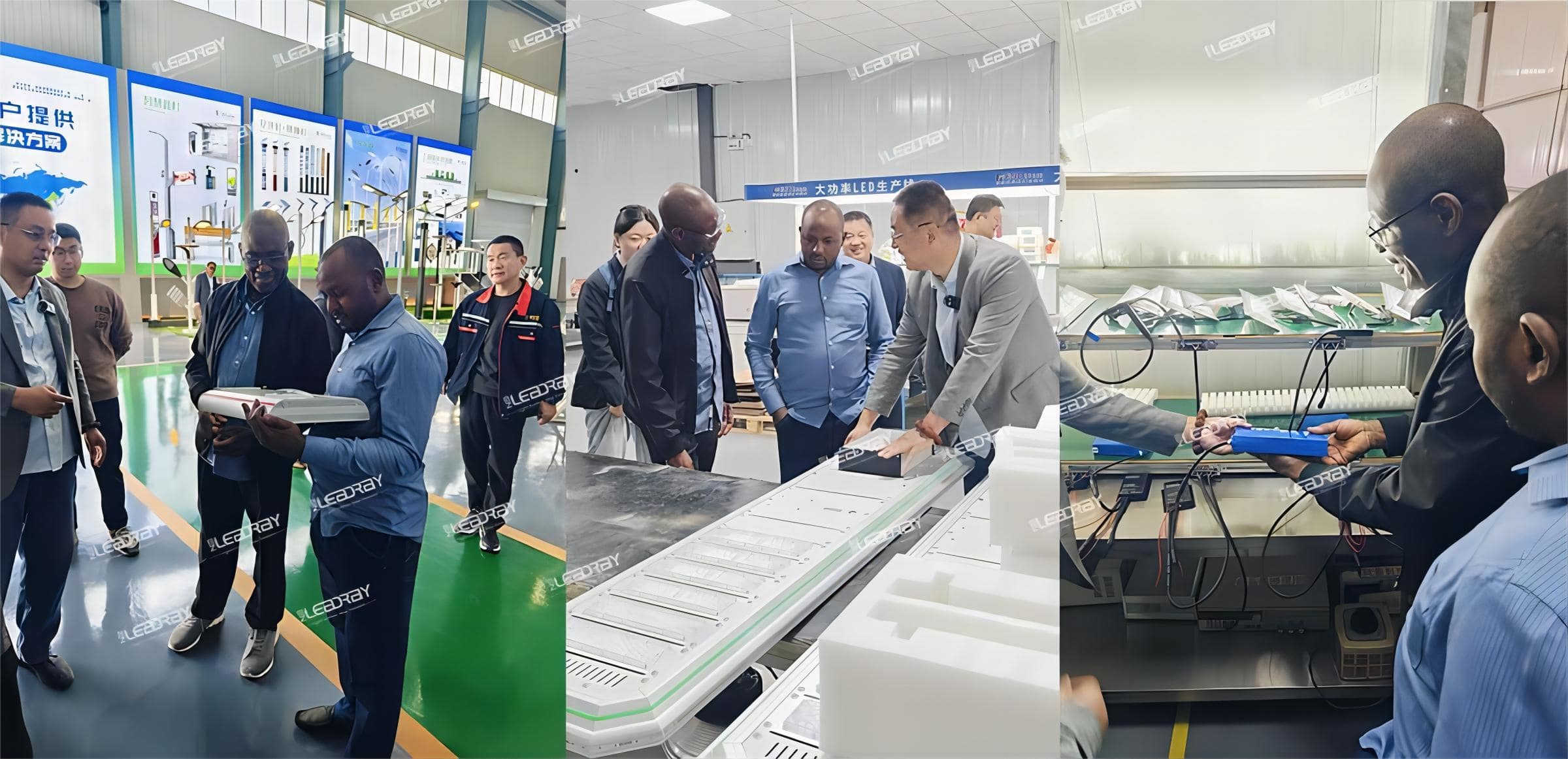 Les clients nigérians ont participé à la visite de chaque maillon clé de nos lampadaires solaires