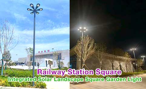 Éclairage solaire intégré pour jardin et paysage de la place de la gare