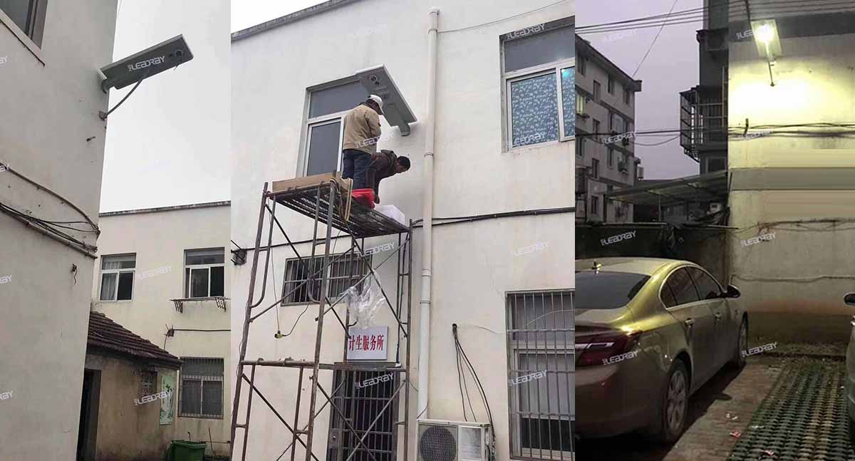 60W LED solar street light with a solar panel