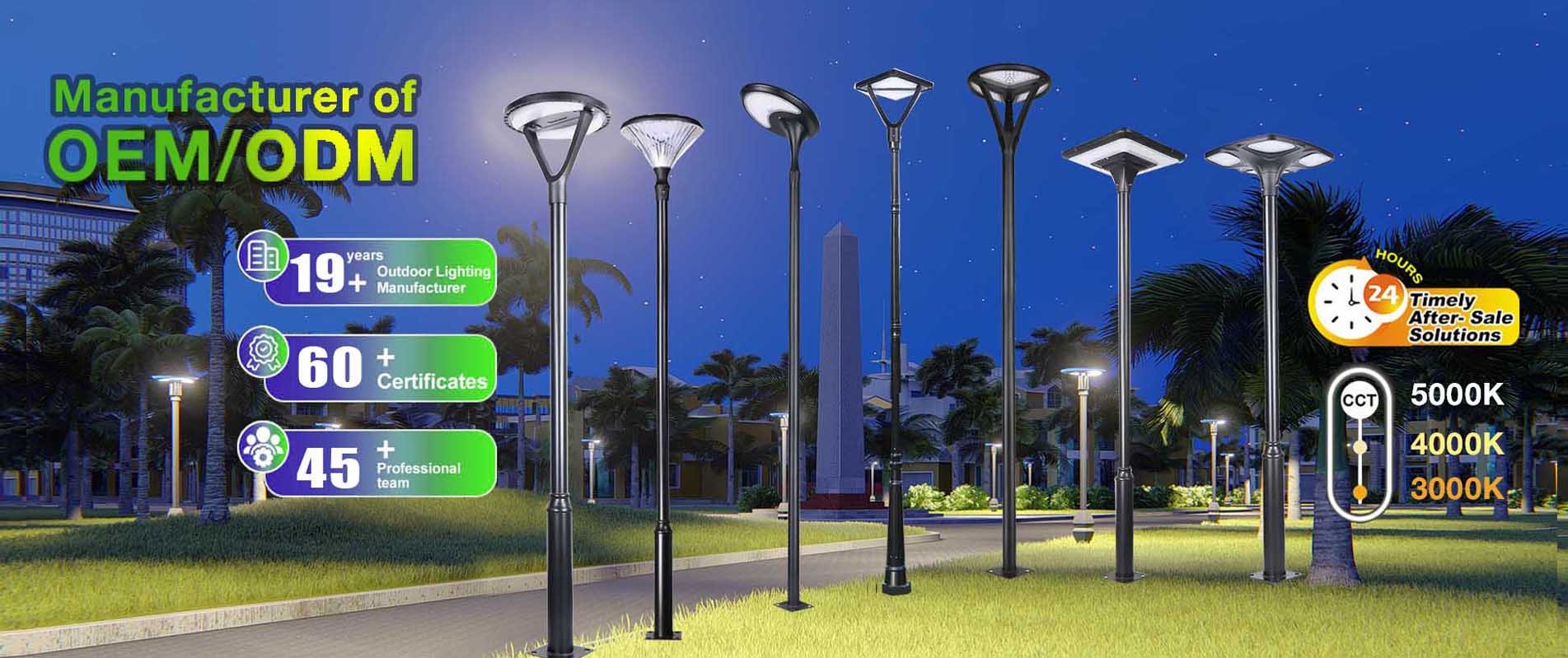 Éclairage solaire de parking en aluminium pour jardin et parc