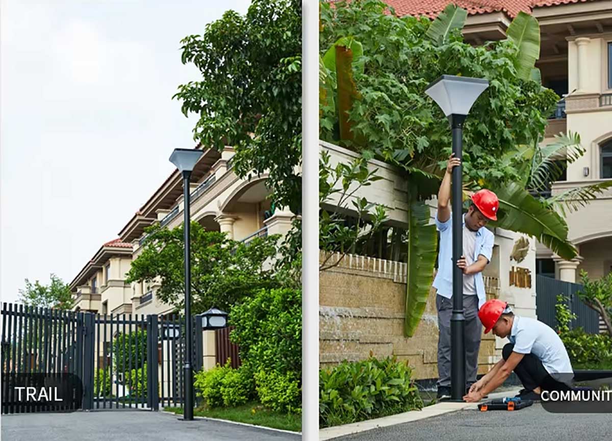 2.3m high lumen solar courtyard light in Bulgaria