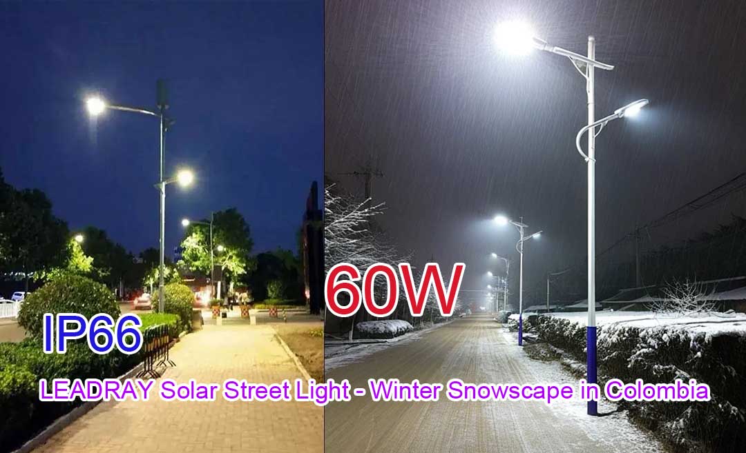 LEADRAY Lampadaire solaire - Application concrète dans les paysages enneigés d'hiver, en Colombie