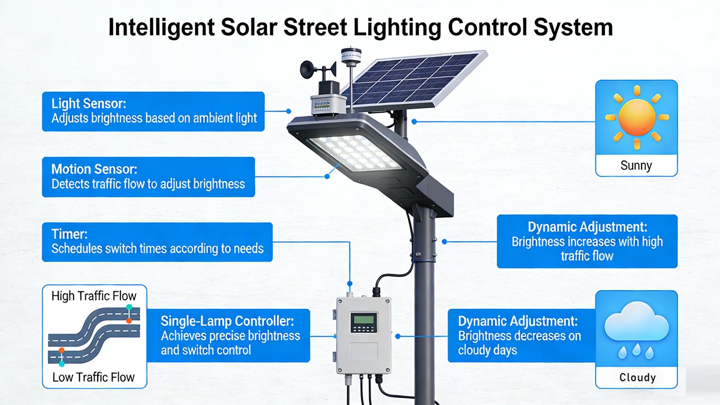 Implement intelligent solar street lighting control