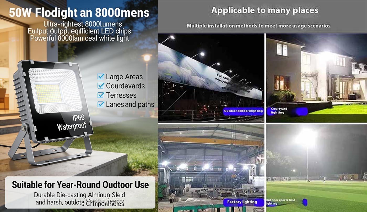 The 50W floodlight with an ultra bright 8000 lumens