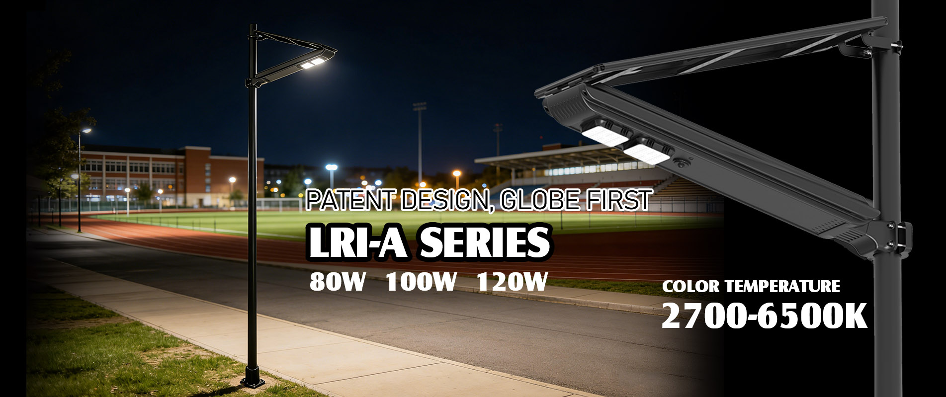 Lampadaire solaire LED tout-en-un étanche d'extérieur 40 W 60 W