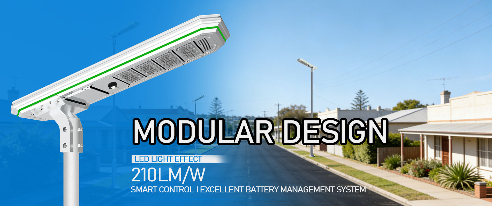 Régulateur de charge intelligent en aluminium pour lampadaire solaire extérieur 80 W