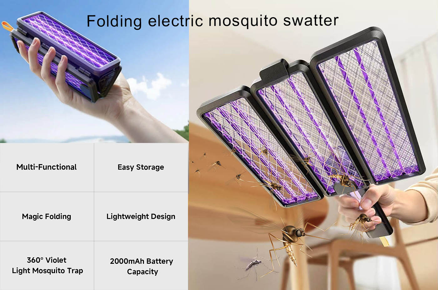 Folding electric mosquito swatter Folding electric mosquito swatter