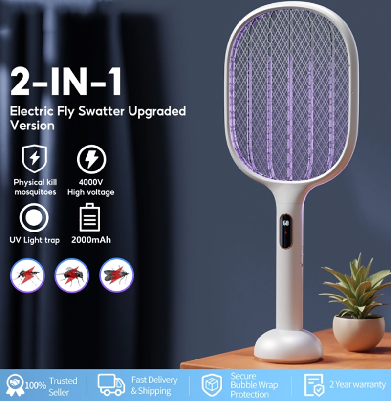 Bug Zapper Mosquito Racket Power Display 