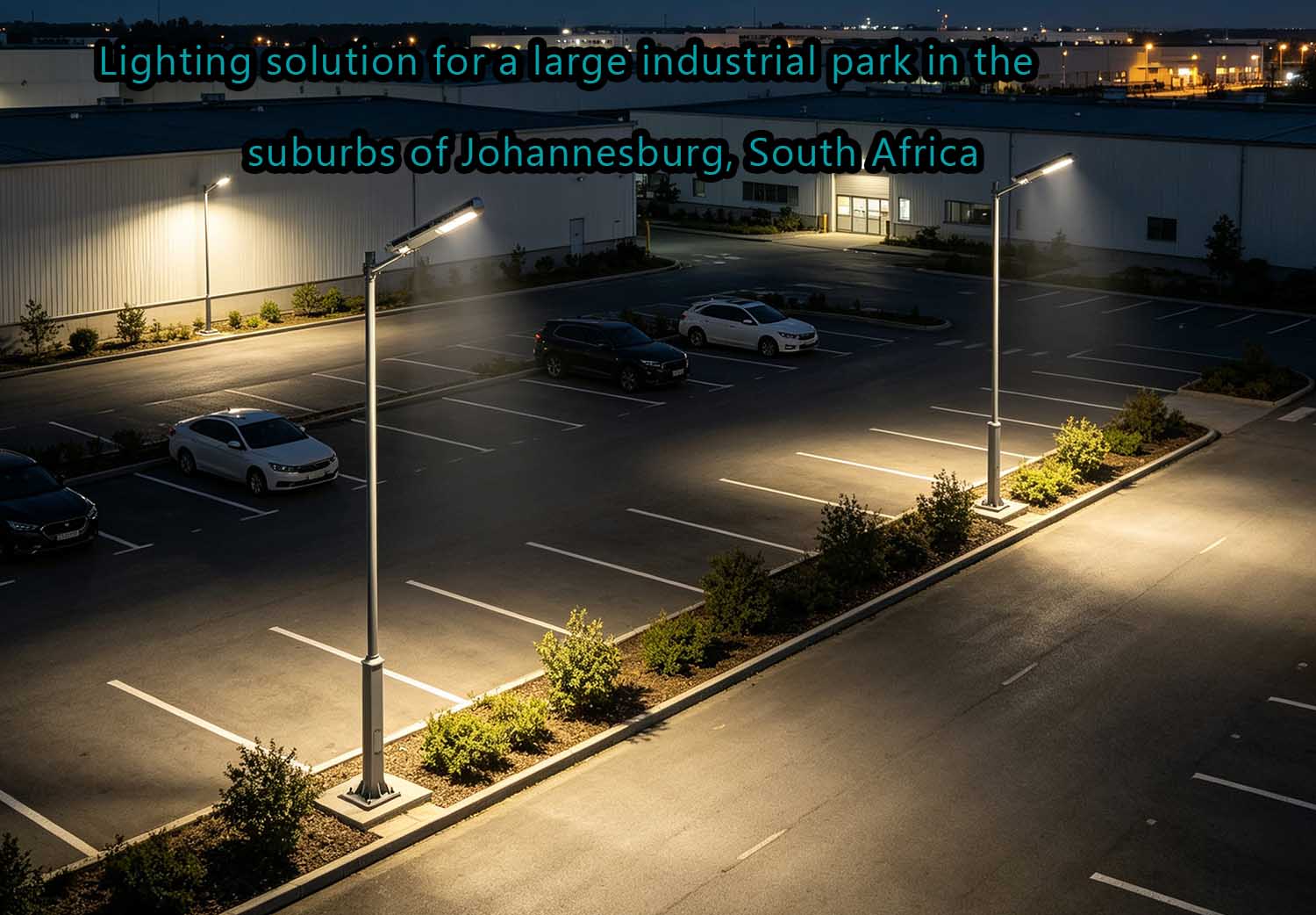 Solution d'éclairage public solaire intégrée série LRC-L pour un projet d'éclairage de grande envergure dans une zone industrielle de la banlieue de Johannesburg, en Afrique du Sud.