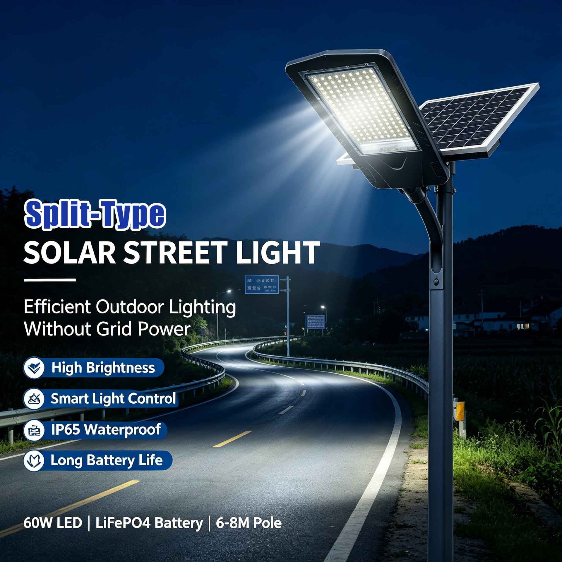 Split solar street lights