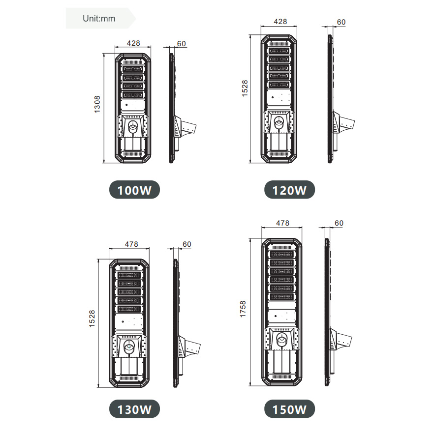 100W All-in-One Solar Street Light
