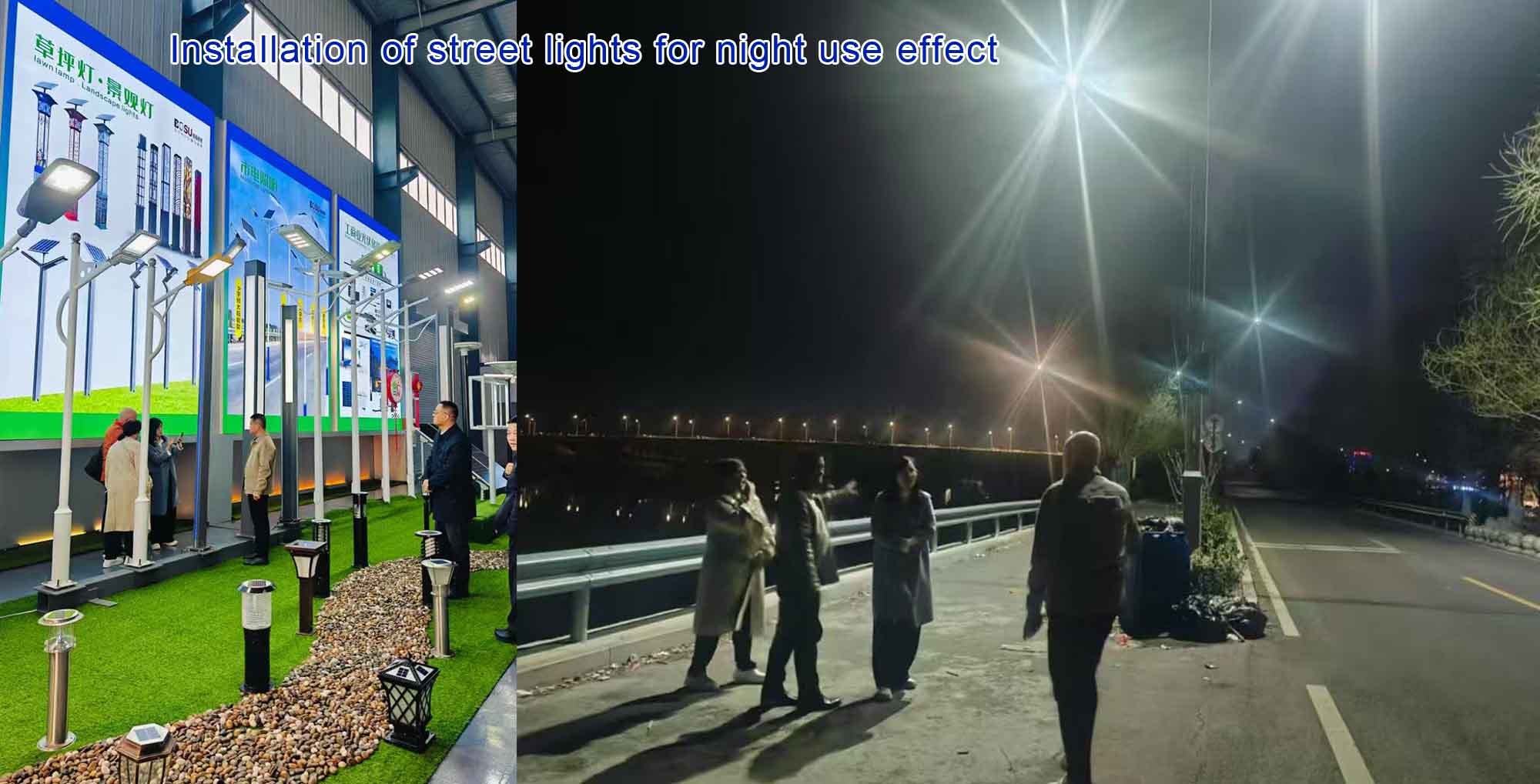 Installation of street lights for night use effect