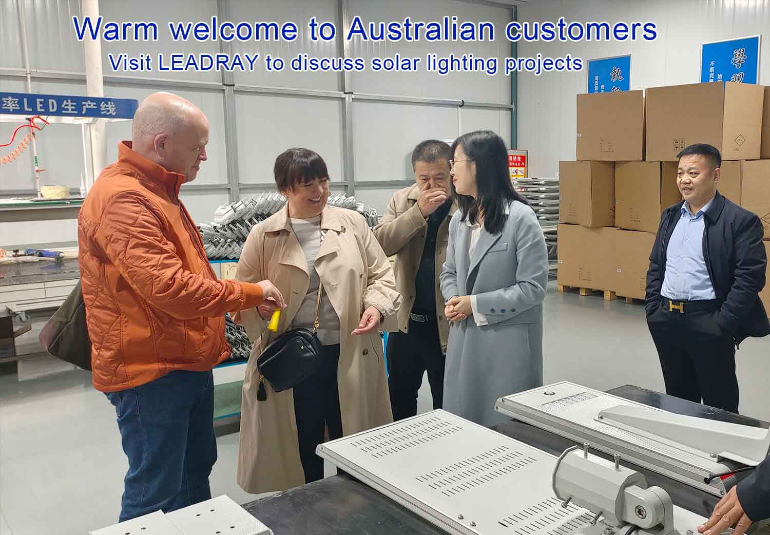 Nous invitons chaleureusement les clients australiens à visiter LEADRAY pour discuter de leurs projets d'éclairage solaire.