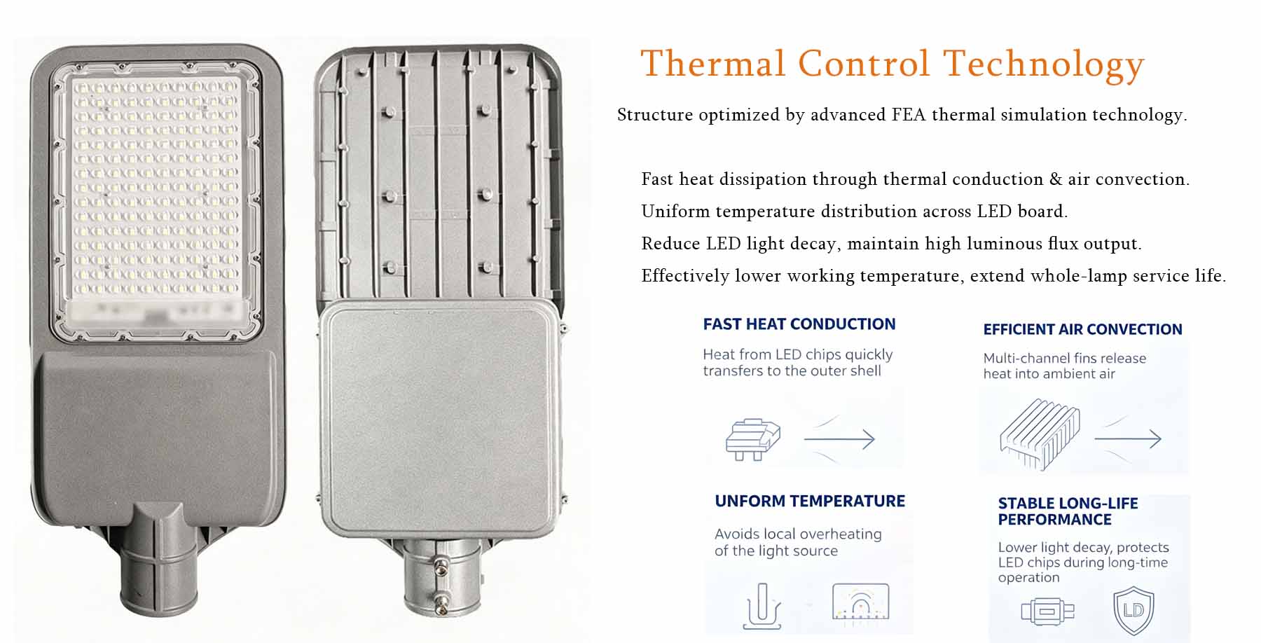 Structure optimized by advanced FEA thermal simulation technology.