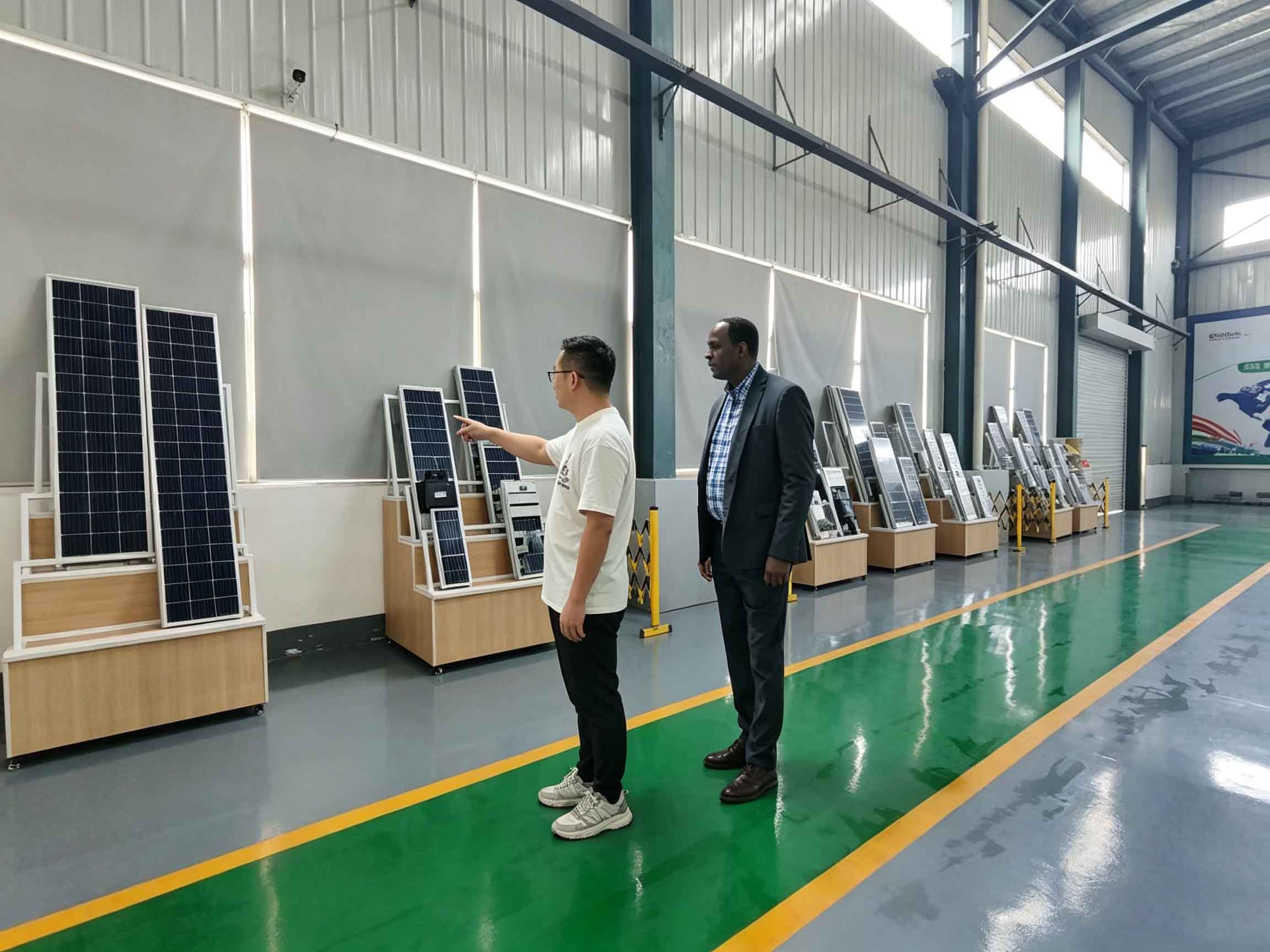 Welcome our friend from Nigeria visiting our solar light factory. Face‑to‑face project discussion & showroom tour. Happy communication & looking forward to great cooperation!