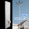 120W capteur de mouvement à haute luminosité Ip65 lampe étanche extérieure intelligente tout-en-un lampadaire solaire intégré led avec minuterie à distance