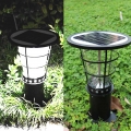 Borne solaire LED haute luminosité pour jardin, source intégrée en acier inoxydable, émission blanche, IP65