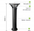 Borne lumineuse solaire automatique en aluminium pour jardin, capteur de lumière, batterie au lithium intégrée, corps en cristal de verre