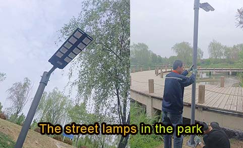 Quatre-vingt lampadaires solaires ont été ajoutés sur la place du parc et du village