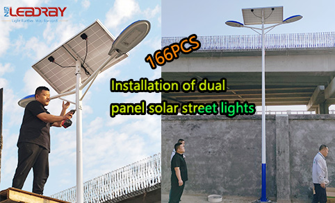 Installation de 166 lampadaires solaires à double panneau - Projet de village au Brésil